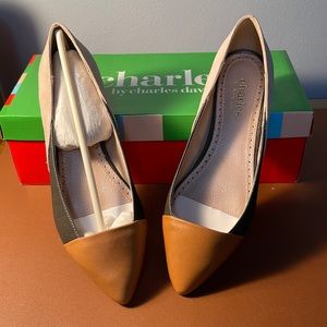 New unused flats leather and suede